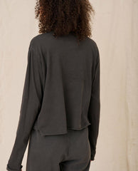 Long Sleeve Tees | Women The Great. The Long Sleeve Crop Tee. Washed Black