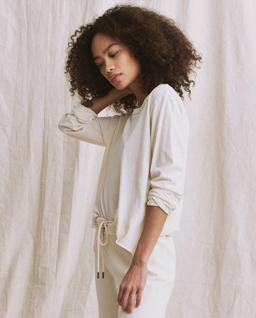 Long Sleeve Tees | Women The Great. The Long Sleeve Crop Tee. Washed White