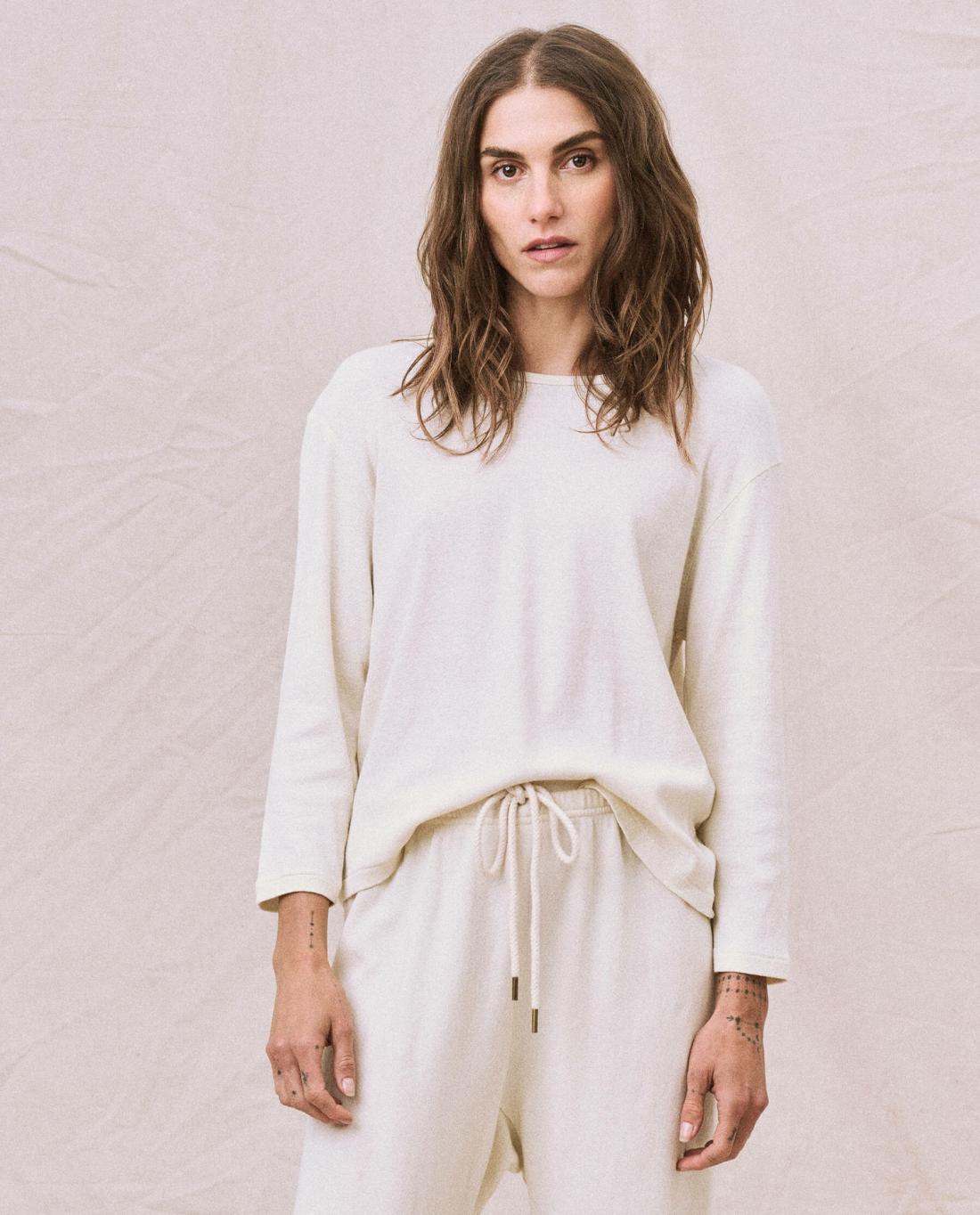 Long Sleeve Tees | Women The Great. The Long Sleeve Recycled Slim Crew. Natural