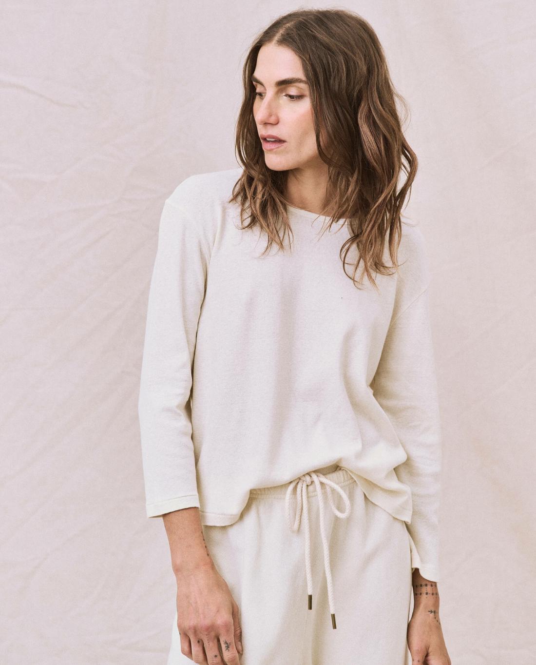 Long Sleeve Tees | Women The Great. The Long Sleeve Recycled Slim Crew. Natural