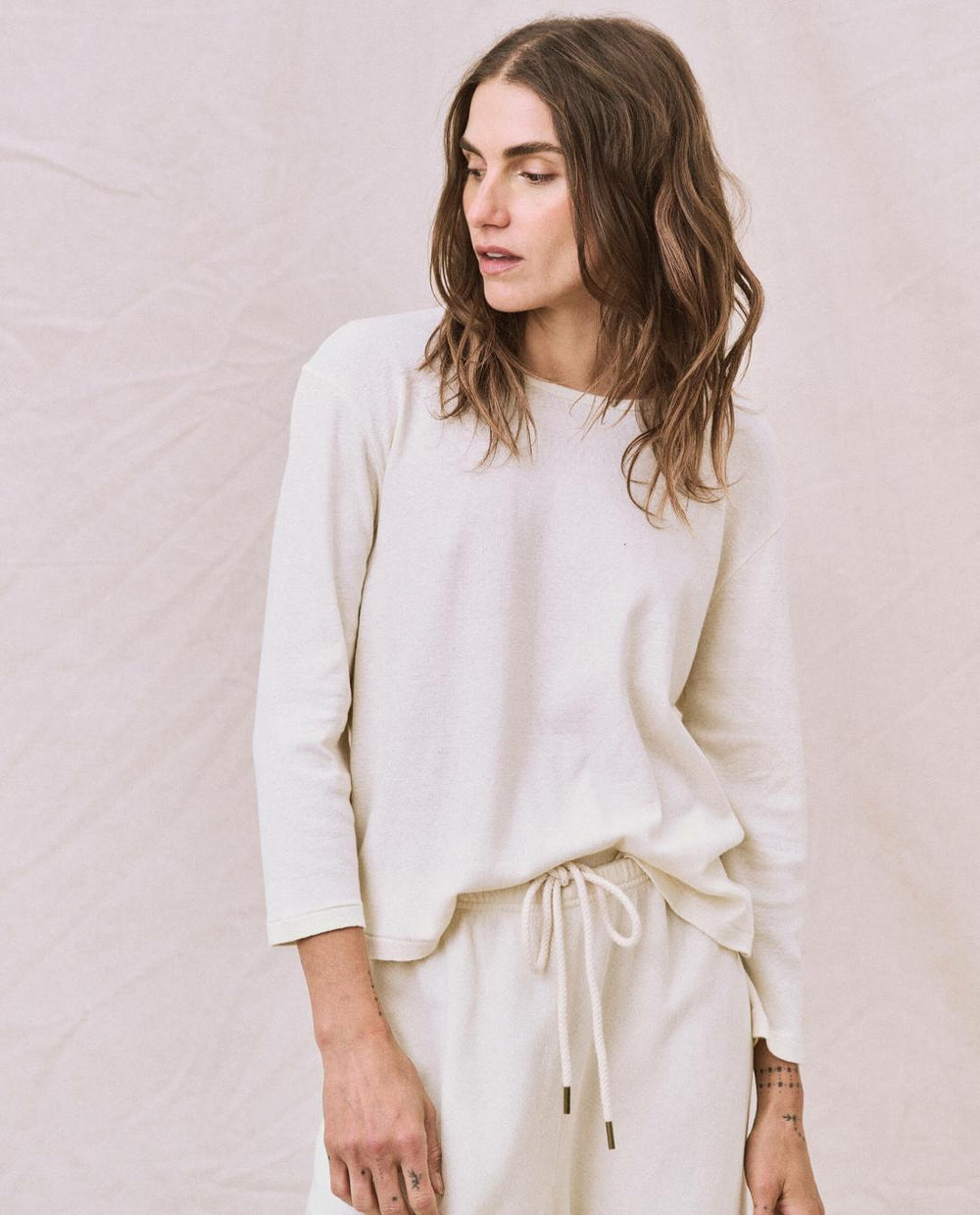 Long Sleeve Tees | Women The Great. The Long Sleeve Recycled Slim Crew. Natural