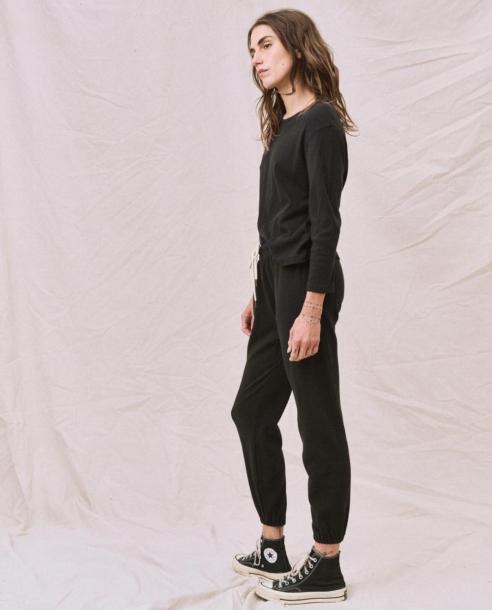 Long Sleeve Tees | Women The Great. The Long Sleeve Recycled Slim Crew. Night