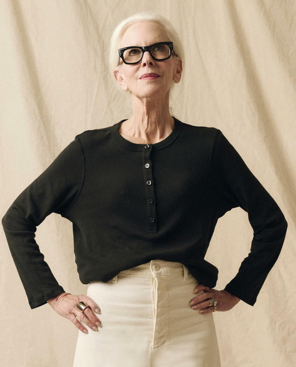 Long Sleeve Tees | Women The Great. The Recycled Rib Slim Henley. Night