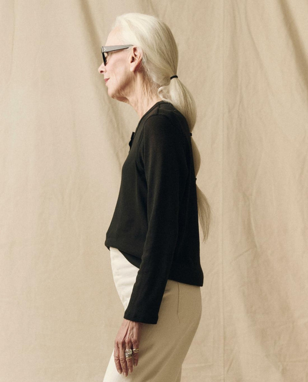 Long Sleeve Tees | Women The Great. The Recycled Rib Slim Henley. Night