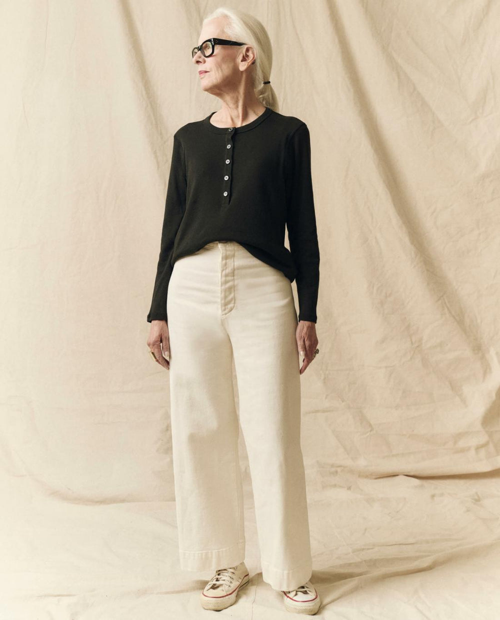 Long Sleeve Tees | Women The Great. The Recycled Rib Slim Henley. Night