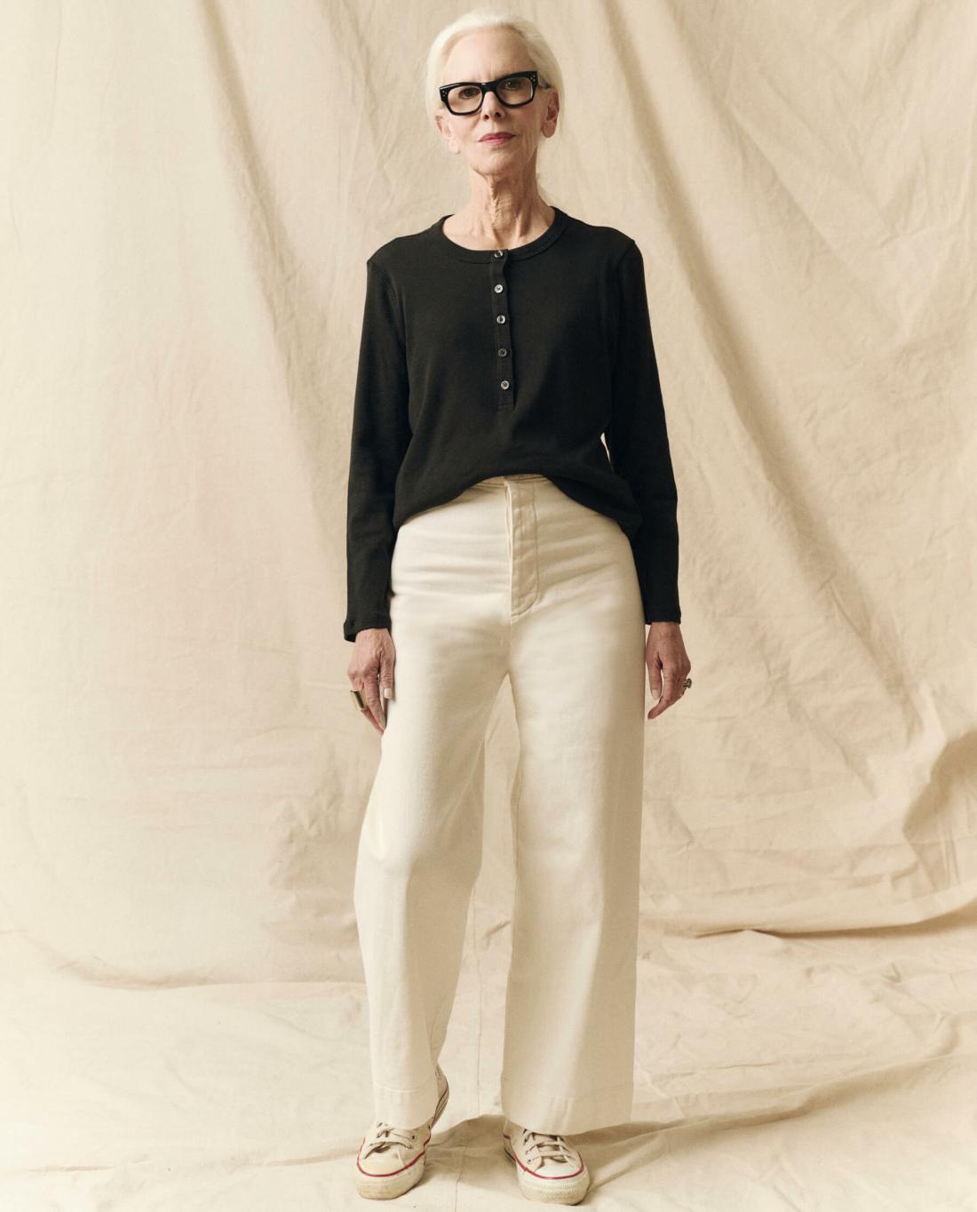 Long Sleeve Tees | Women The Great. The Recycled Rib Slim Henley. Night