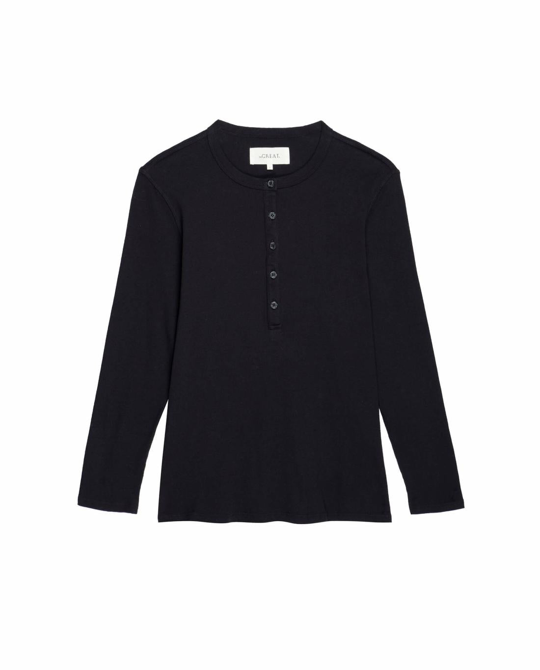 Long Sleeve Tees | Women The Great. The Recycled Rib Slim Henley. Night