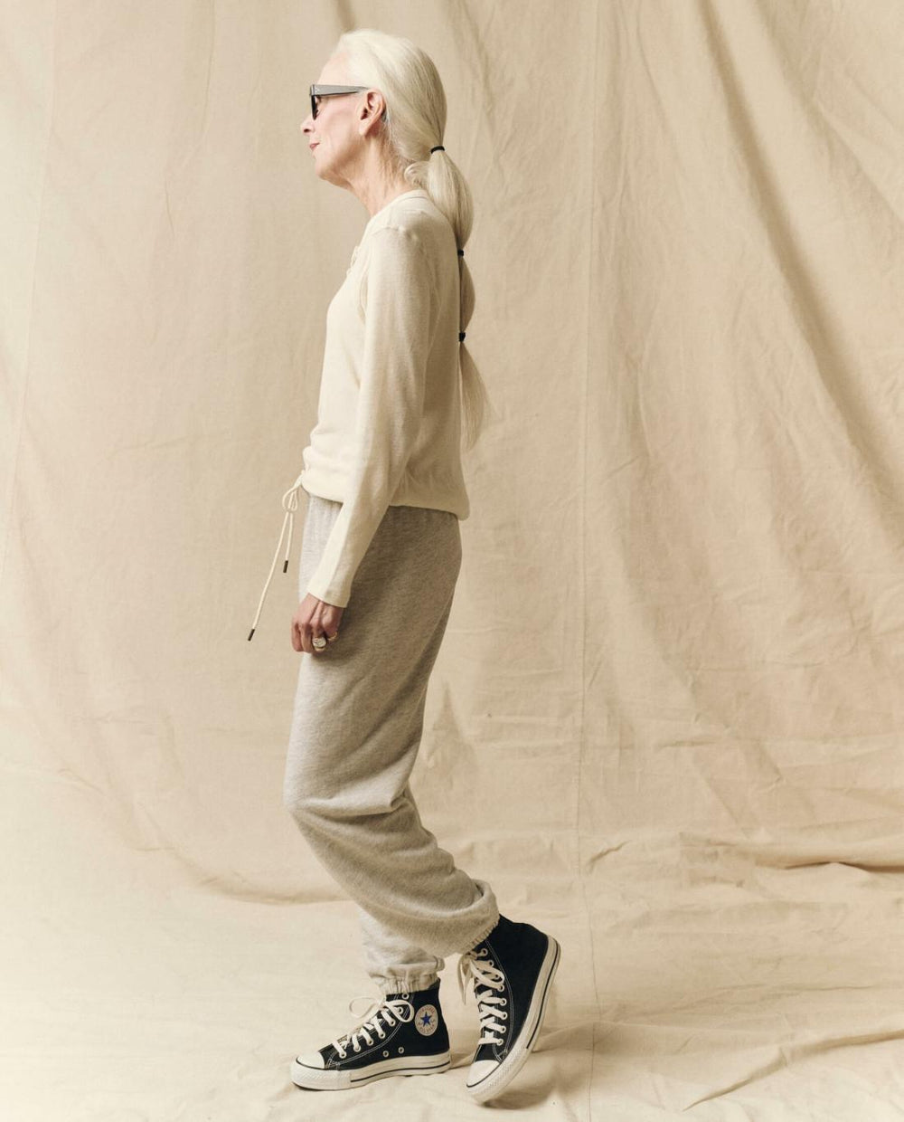 Long Sleeve Tees | Women The Great. The Recycled Rib Slim Henley. Snow