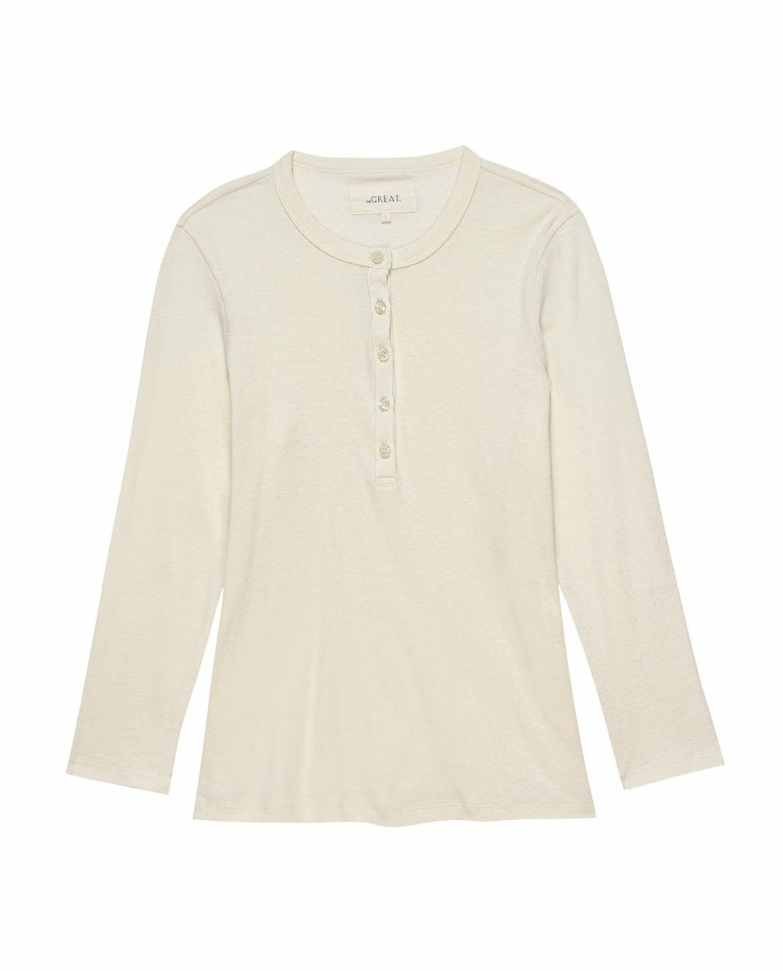 Long Sleeve Tees | Women The Great. The Recycled Rib Slim Henley. Snow