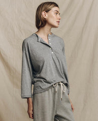 Long Sleeve Tees | Women The Great. The Shrunken Henley. Heather Grey
