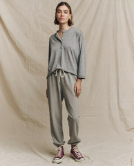 Long Sleeve Tees | Women The Great. The Shrunken Henley. Heather Grey