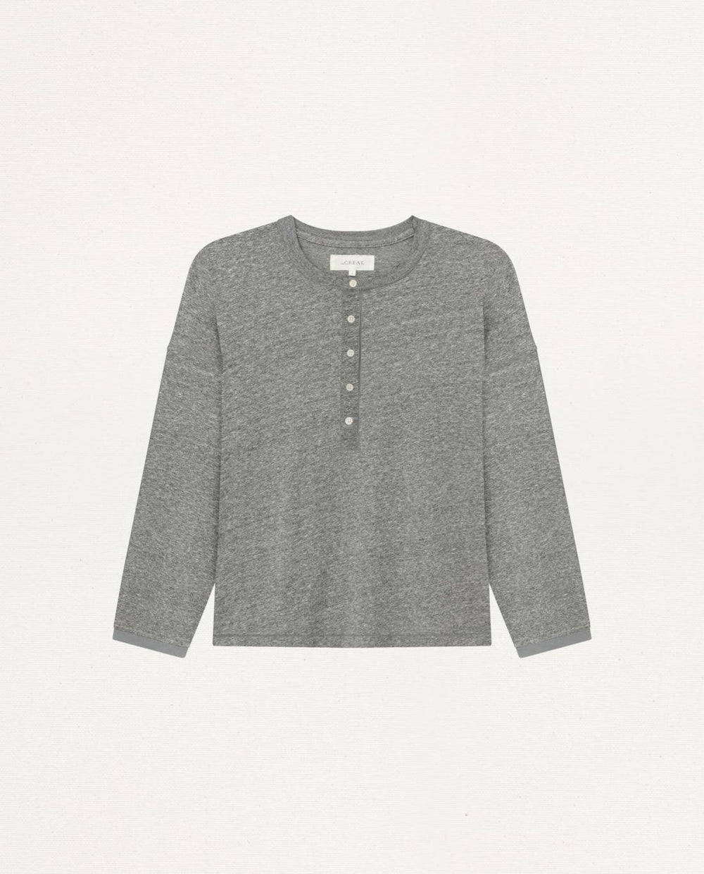 Long Sleeve Tees | Women The Great. The Shrunken Henley. Heather Grey