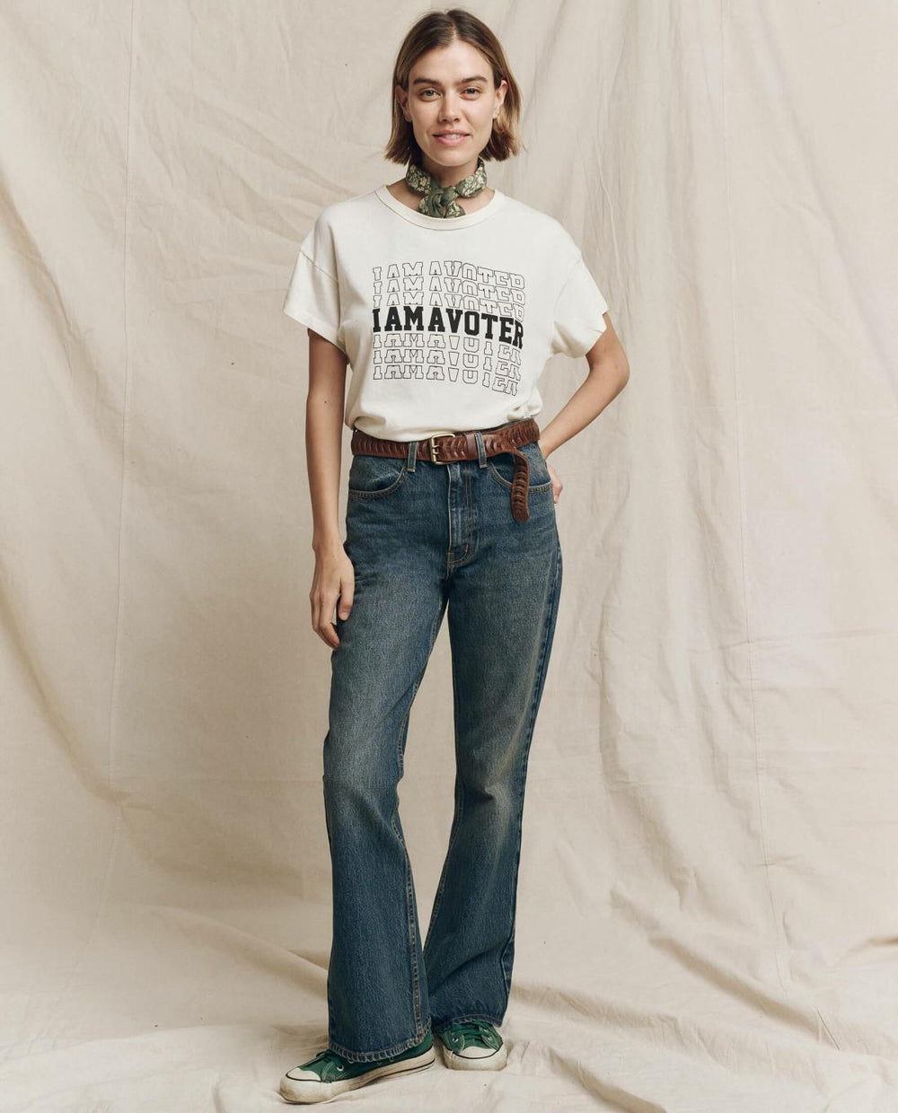 Novelty Tees &amp; Sweats | Women The Great. Limited Edition: The I Am A Voter Boxy Crew. Washed White