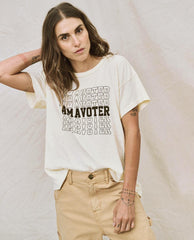 Novelty Tees &amp; Sweats | Women The Great. Limited Edition: The I Am A Voter Boxy Crew. Washed White