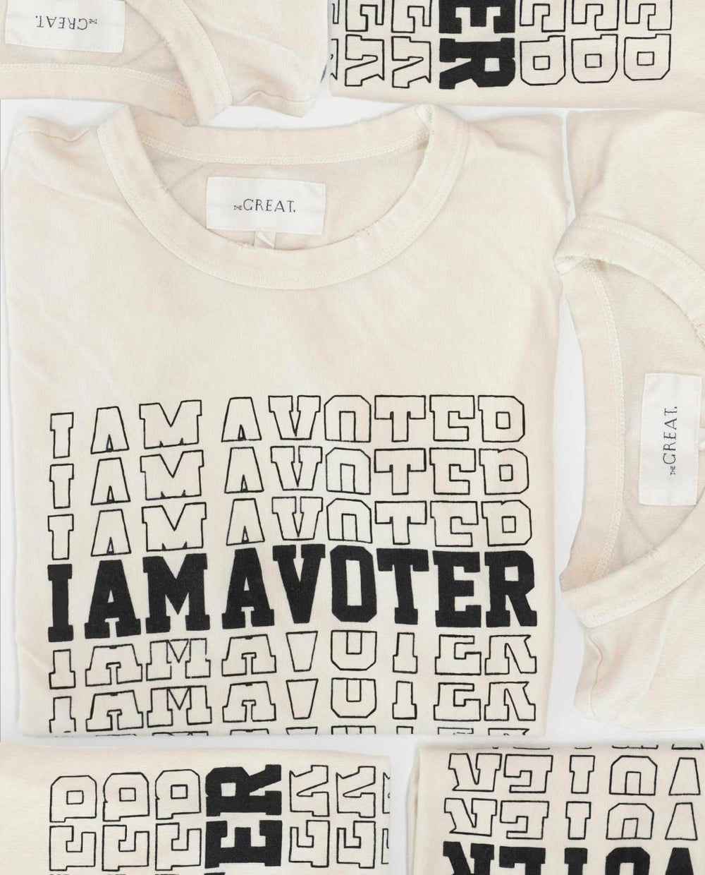 Novelty Tees &amp; Sweats | Women The Great. Limited Edition: The I Am A Voter Boxy Crew. Washed White