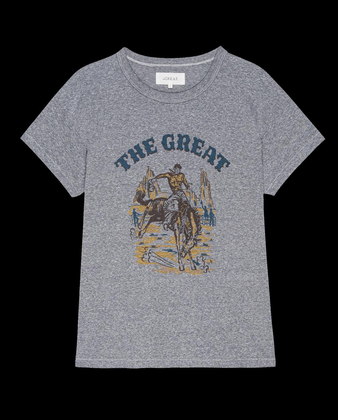 Novelty Tees &amp; Sweats | Women The Great. The Boxy Crew. Graphic Heather Grey With Rodeo Graphic