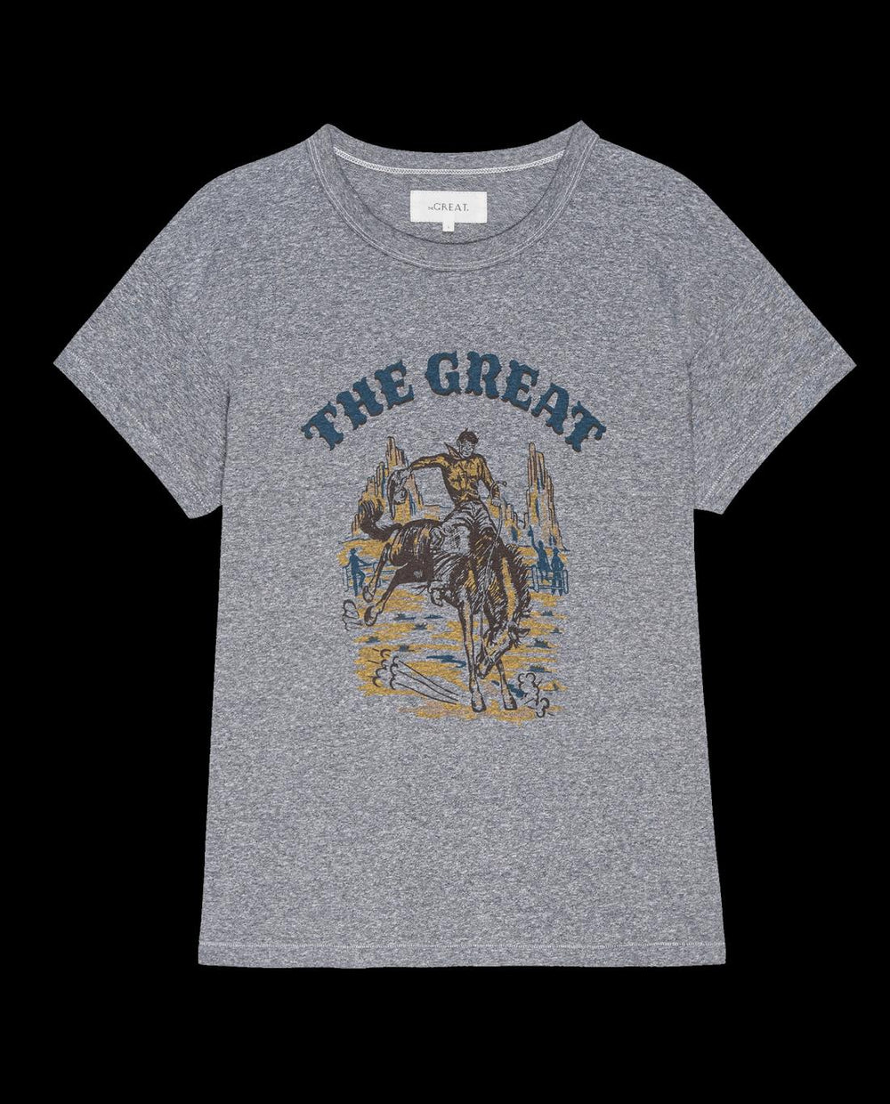 Novelty Tees &amp; Sweats | Women The Great. The Boxy Crew. Graphic Heather Grey With Rodeo Graphic