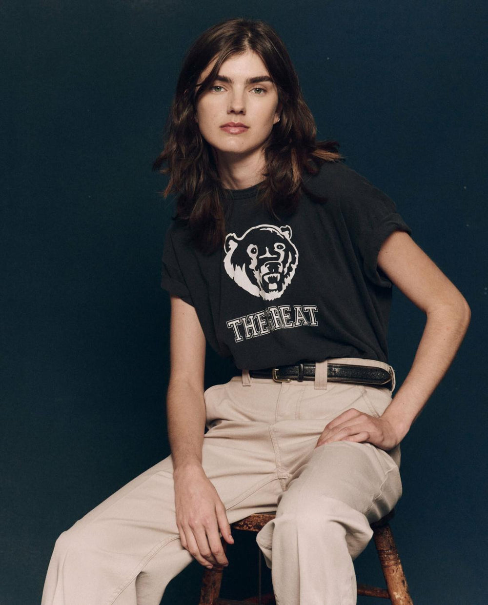 Novelty Tees &amp; Sweats | Women The Great. The Boxy Crew. Graphic Washed Black With Bear Graphic