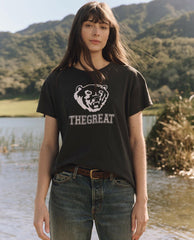 Novelty Tees &amp; Sweats | Women The Great. The Boxy Crew. Graphic Washed Black With Bear Graphic