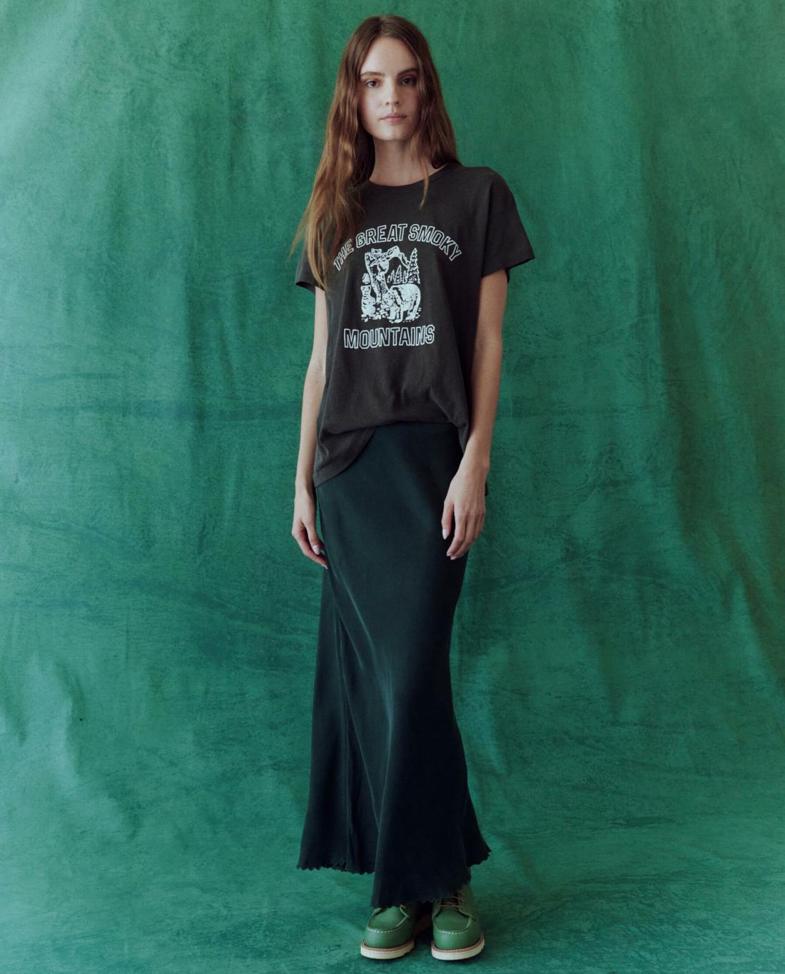 Novelty Tees &amp; Sweats | Women The Great. The Boxy Crew. Graphic Washed Black With Great Smoky Mountains Grap