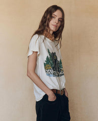 Novelty Tees &amp; Sweats | Women The Great. The Boxy Crew. Graphic Washed White With Black Bear Graphic