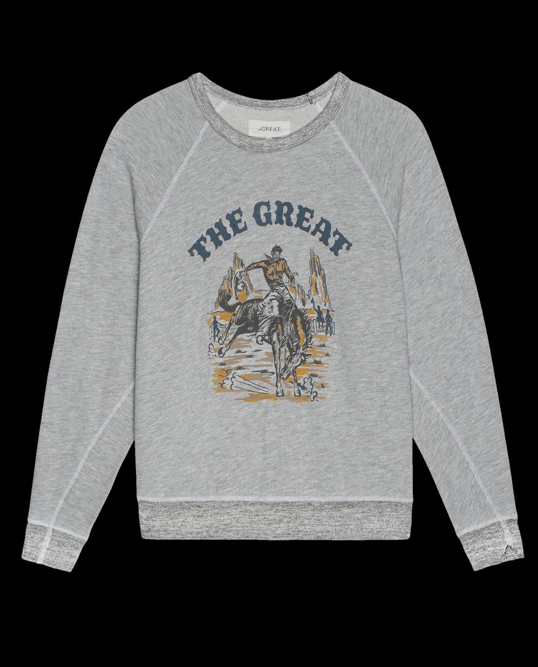 Novelty Tees &amp; Sweats | Women The Great. The College Sweatshirt. Graphic Soft Heather Grey With Rodeo Graphi