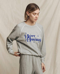 Novelty Tees &amp; Sweats | Women The Great. The College Sweatshirt. Graphic Varsity Grey With Hannukah Graphic