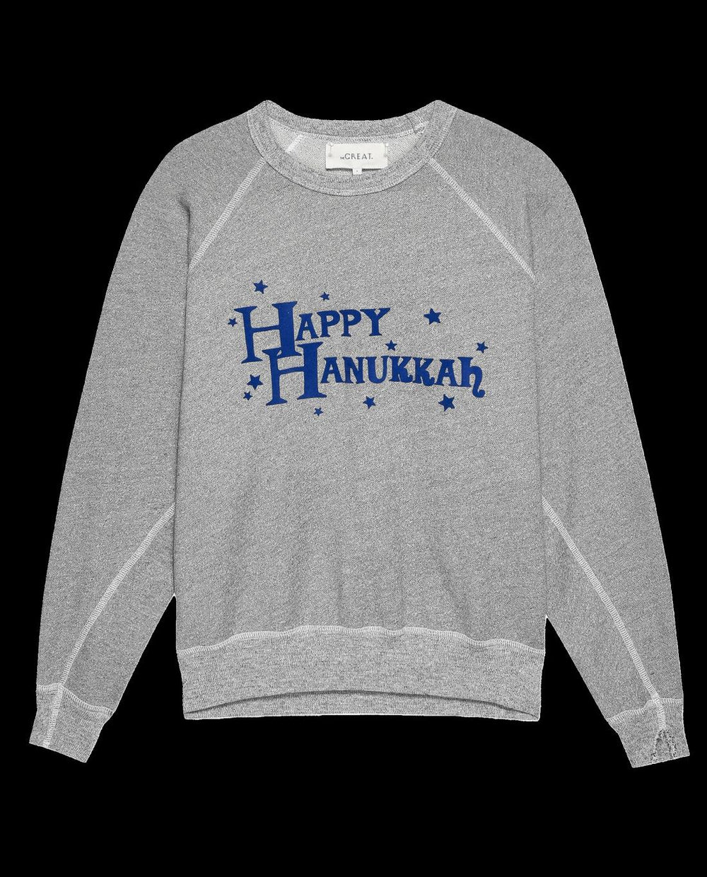 Novelty Tees &amp; Sweats | Women The Great. The College Sweatshirt. Graphic Varsity Grey With Hannukah Graphic