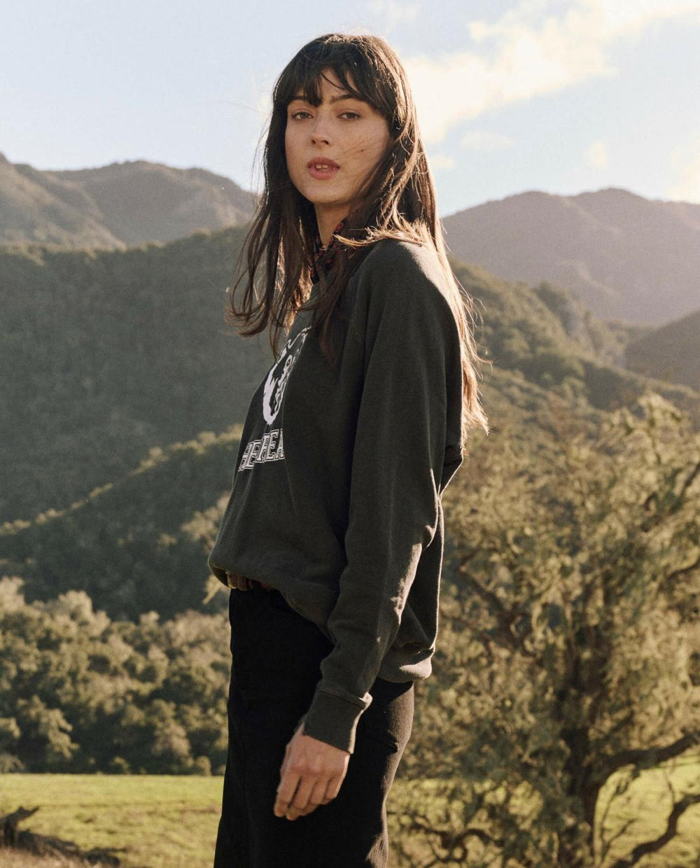 Novelty Tees &amp; Sweats | Women The Great. The College Sweatshirt. Graphic Washed Black With Bear Graphic