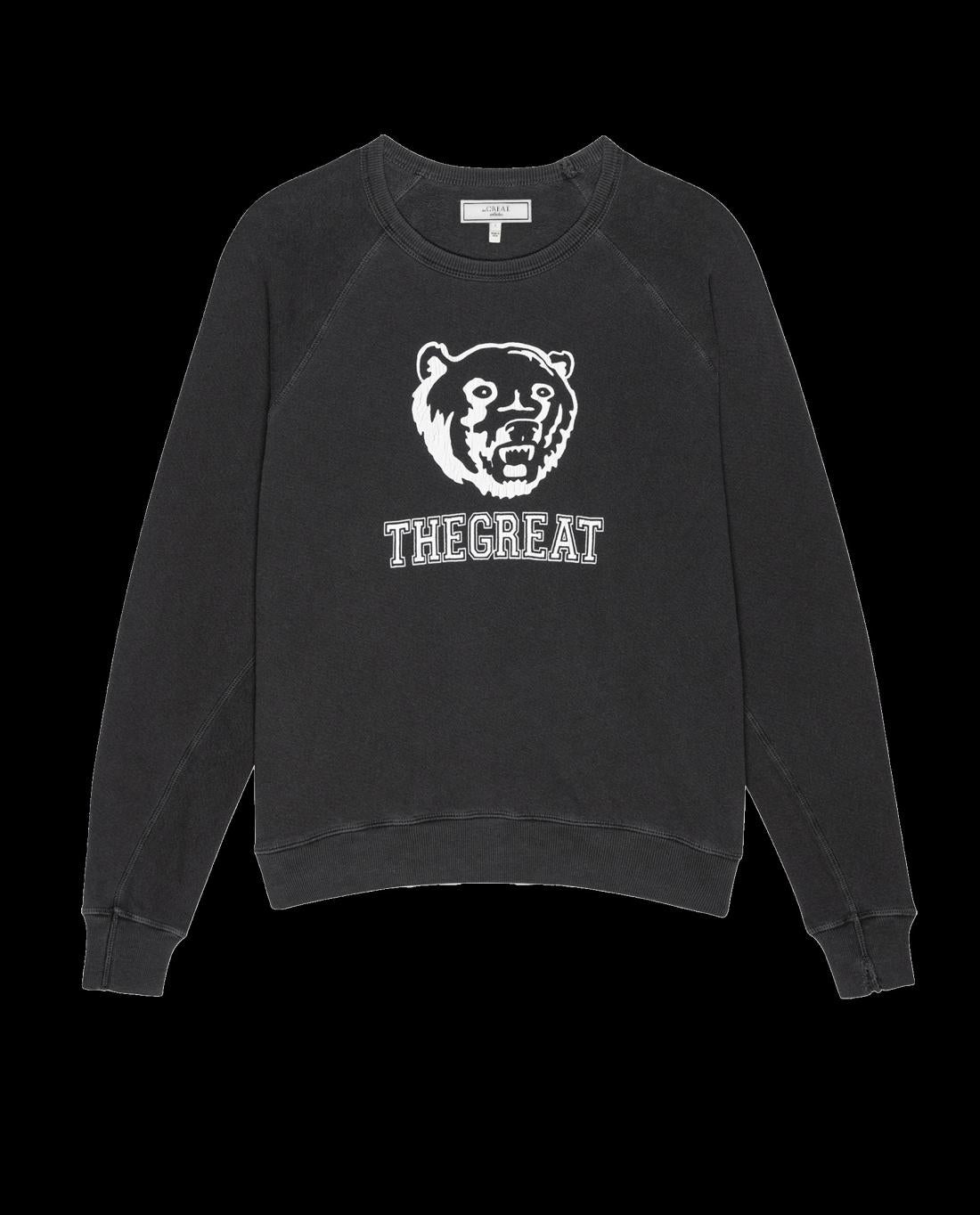 Novelty Tees &amp; Sweats | Women The Great. The College Sweatshirt. Graphic Washed Black With Bear Graphic