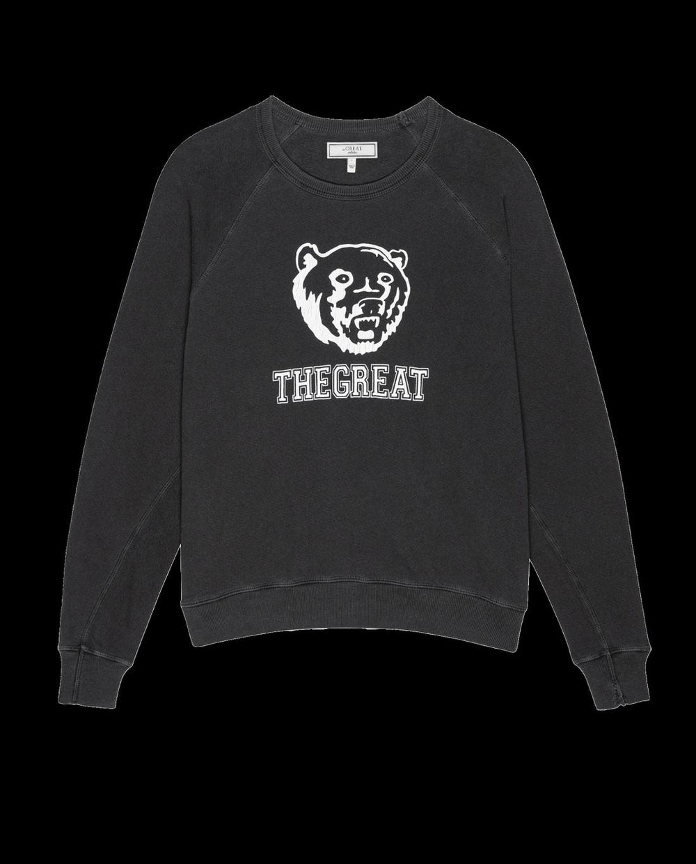 Novelty Tees &amp; Sweats | Women The Great. The College Sweatshirt. Graphic Washed Black With Bear Graphic