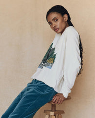 Novelty Tees &amp; Sweats | Women The Great. The College Sweatshirt. Graphic Washed White With Black Bear Graphi