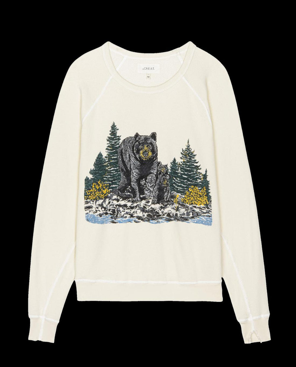 Novelty Tees &amp; Sweats | Women The Great. The College Sweatshirt. Graphic Washed White With Black Bear Graphi