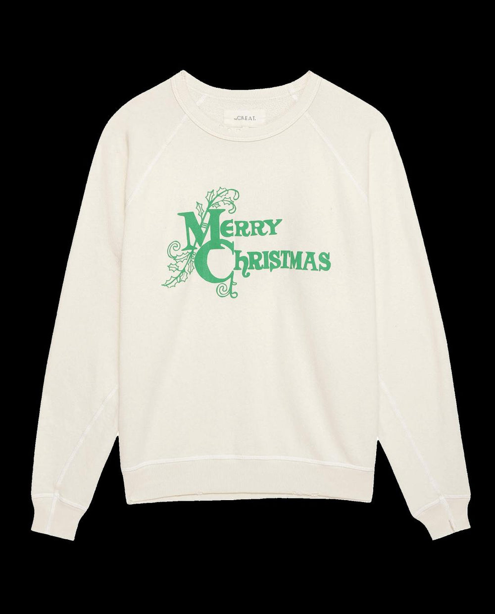 Novelty Tees &amp; Sweats | Women The Great. The College Sweatshirt. Graphic Washed White With Merry Christmas G