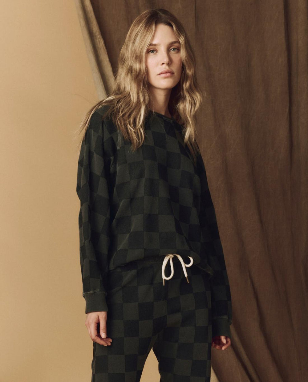 Novelty Tees &amp; Sweats | Women The Great. The Hand Stamped Slouch Sweatshirt. Washed Black With Black Check