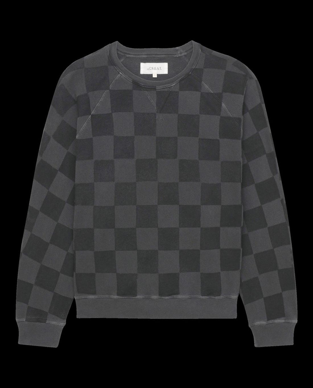 Novelty Tees &amp; Sweats | Women The Great. The Hand Stamped Slouch Sweatshirt. Washed Black With Black Check