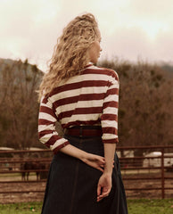 Novelty Tees &amp; Sweats | Women The Great. The Shrunken Henley. Stripe Cognac Stripe