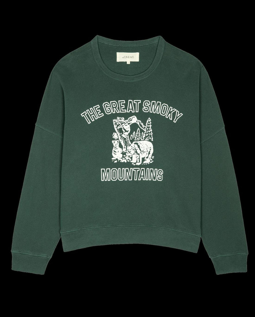 Novelty Tees &amp; Sweats | Women The Great. The Teammate Sweatshirt. Graphic Winter Pine With Great Smoky Mount