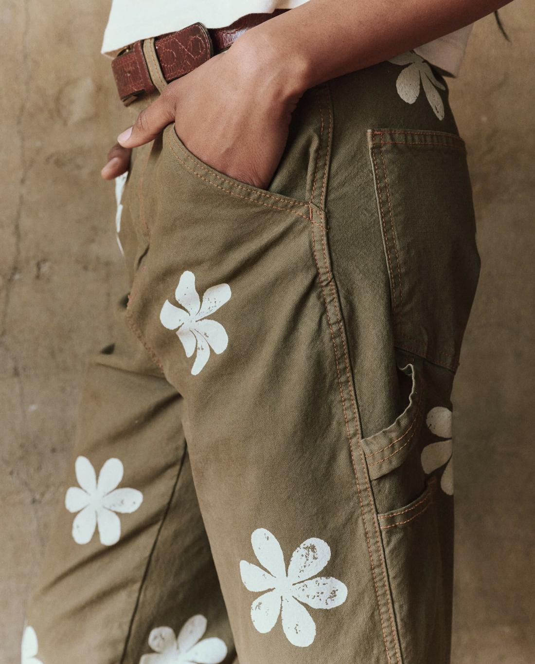 Pants | Women The Great. The Carpenter Pant With Daisy Stamp. Army