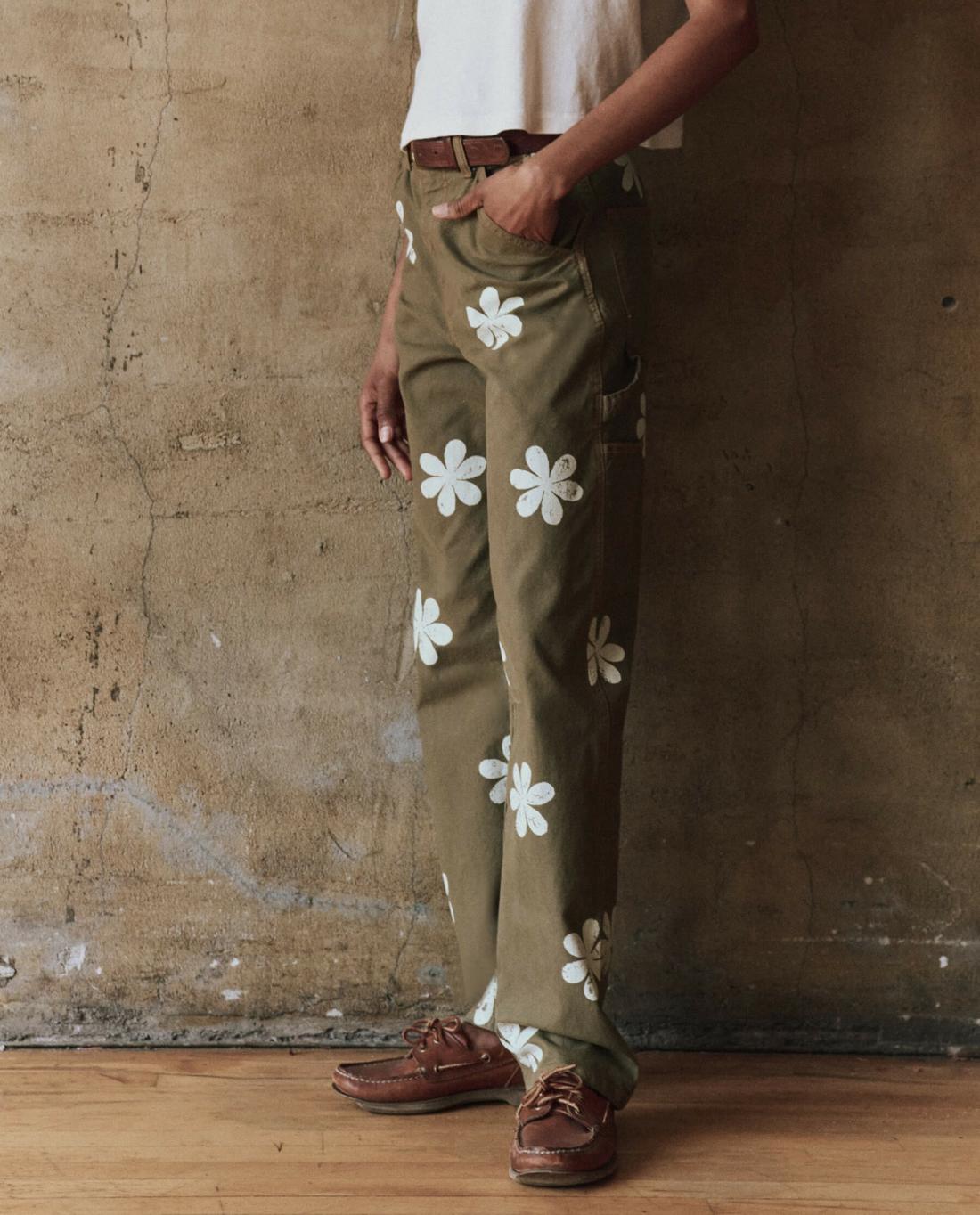 Pants | Women The Great. The Carpenter Pant With Daisy Stamp. Army