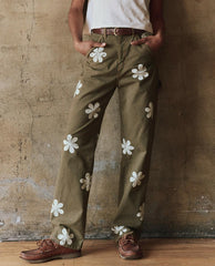 Pants | Women The Great. The Carpenter Pant With Daisy Stamp. Army