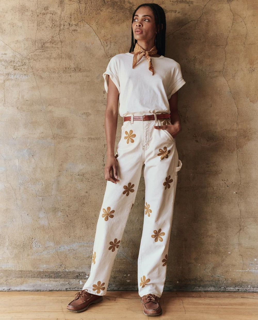 Pants | Women The Great. The Carpenter Pant With Daisy Stamp. Natural