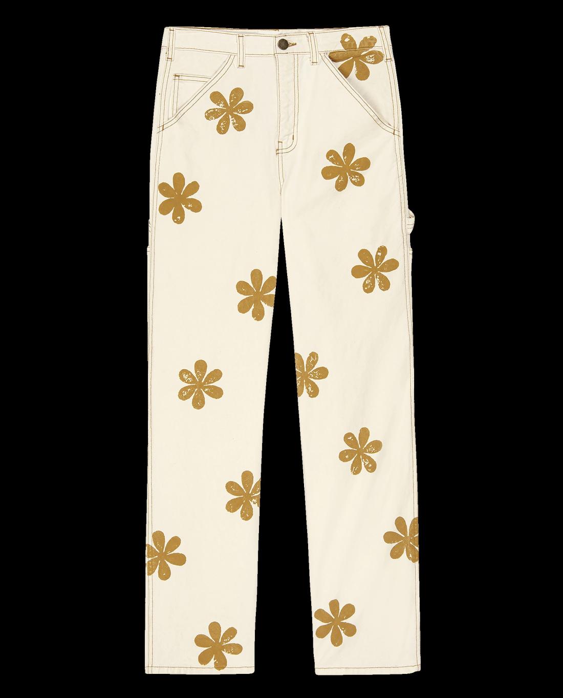 Pants | Women The Great. The Carpenter Pant With Daisy Stamp. Natural