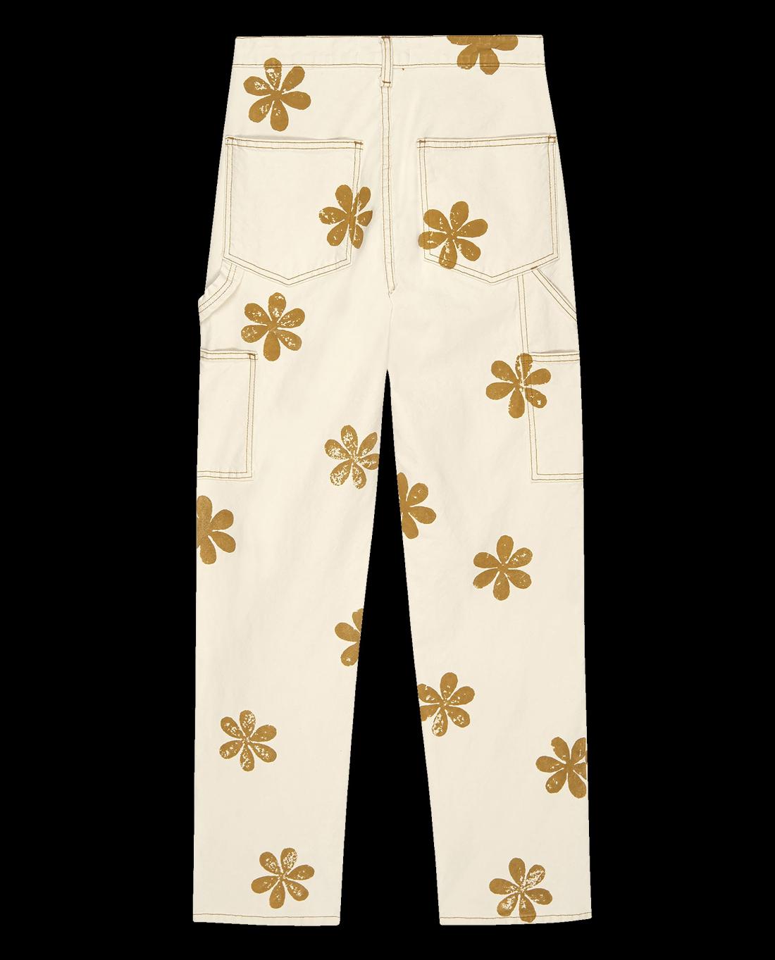 Pants | Women The Great. The Carpenter Pant With Daisy Stamp. Natural