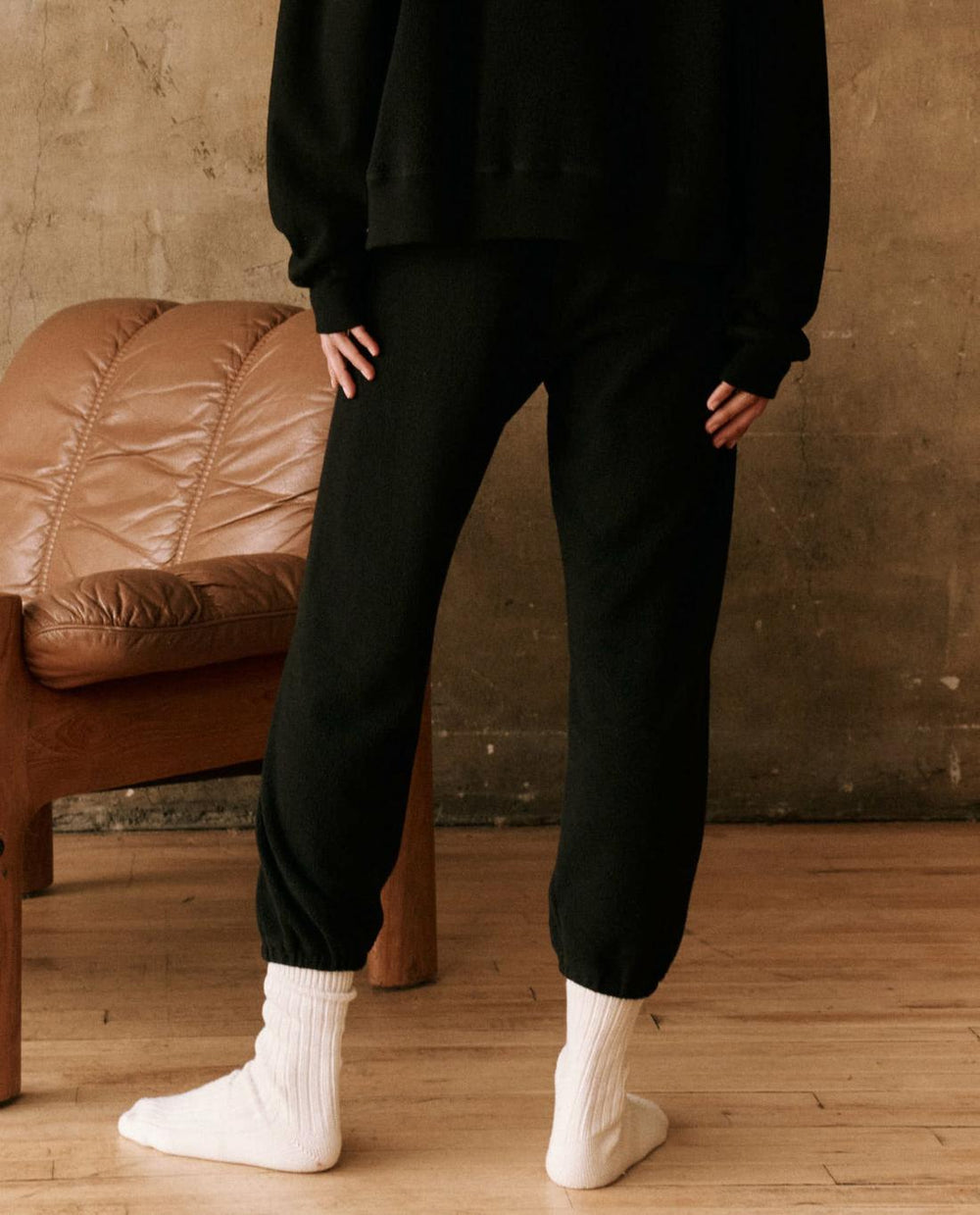Pants | Women The Great. The Fleece Stadium Sweatpant. Almost Black