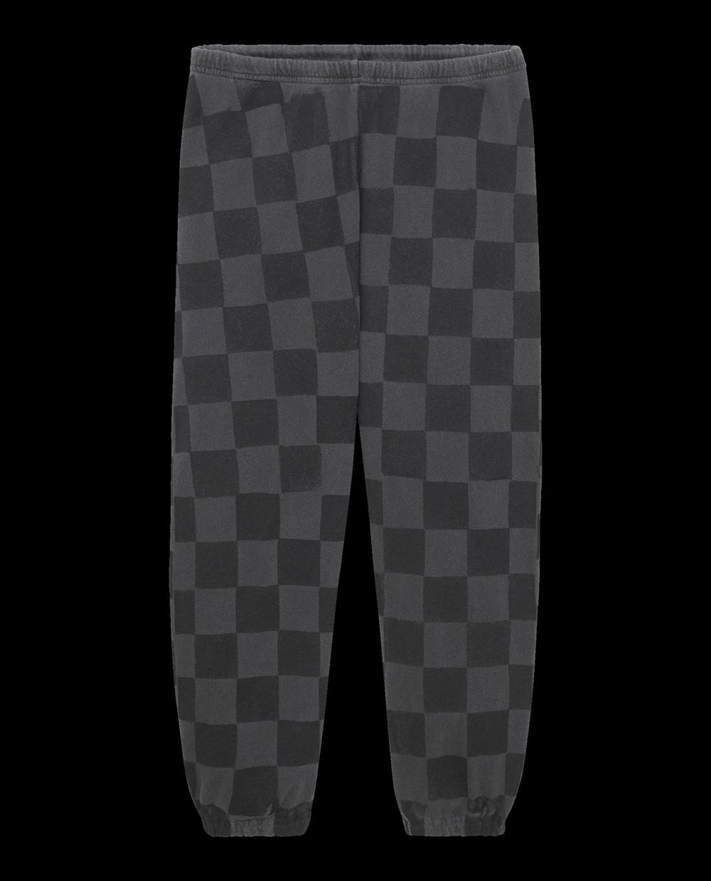 Pants | Women The Great. The Hand Stamped Stadium Sweatpant. Washed Black With Black Check