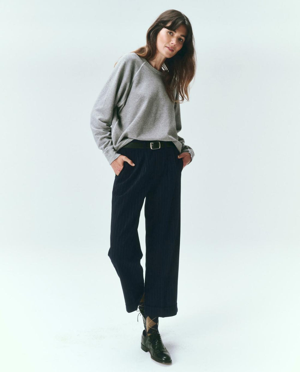 Pants | Women The Great. The Tradesman Pant. Navy Pin Stripe