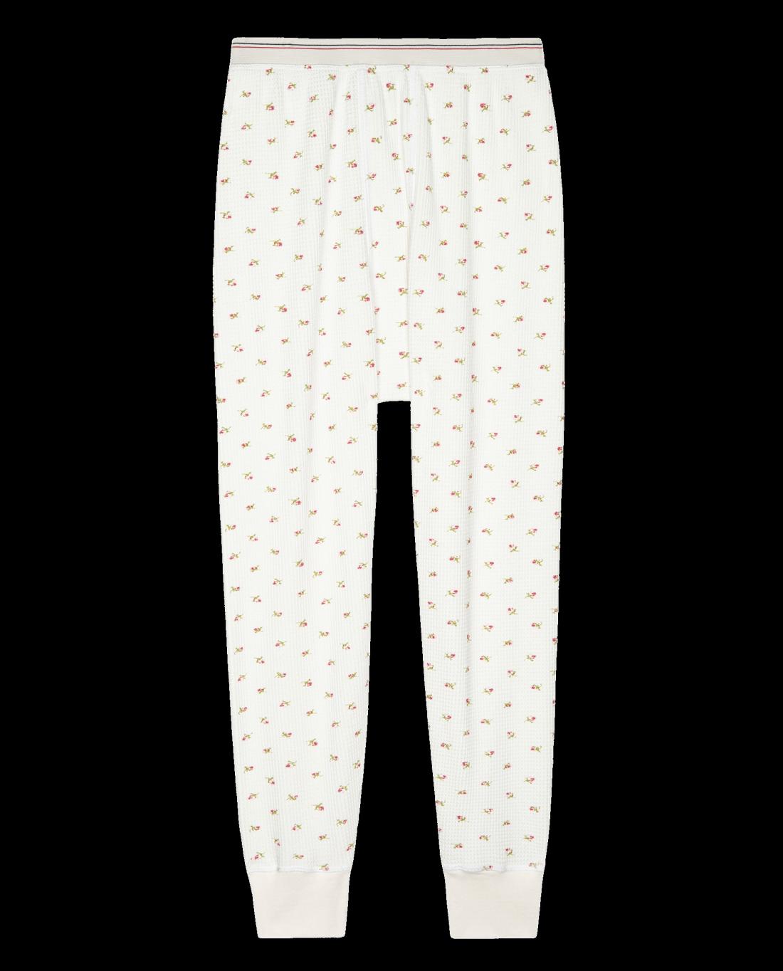 Pants | Women The Great. The Waffle Long John. White Mini Heirloom Rose
