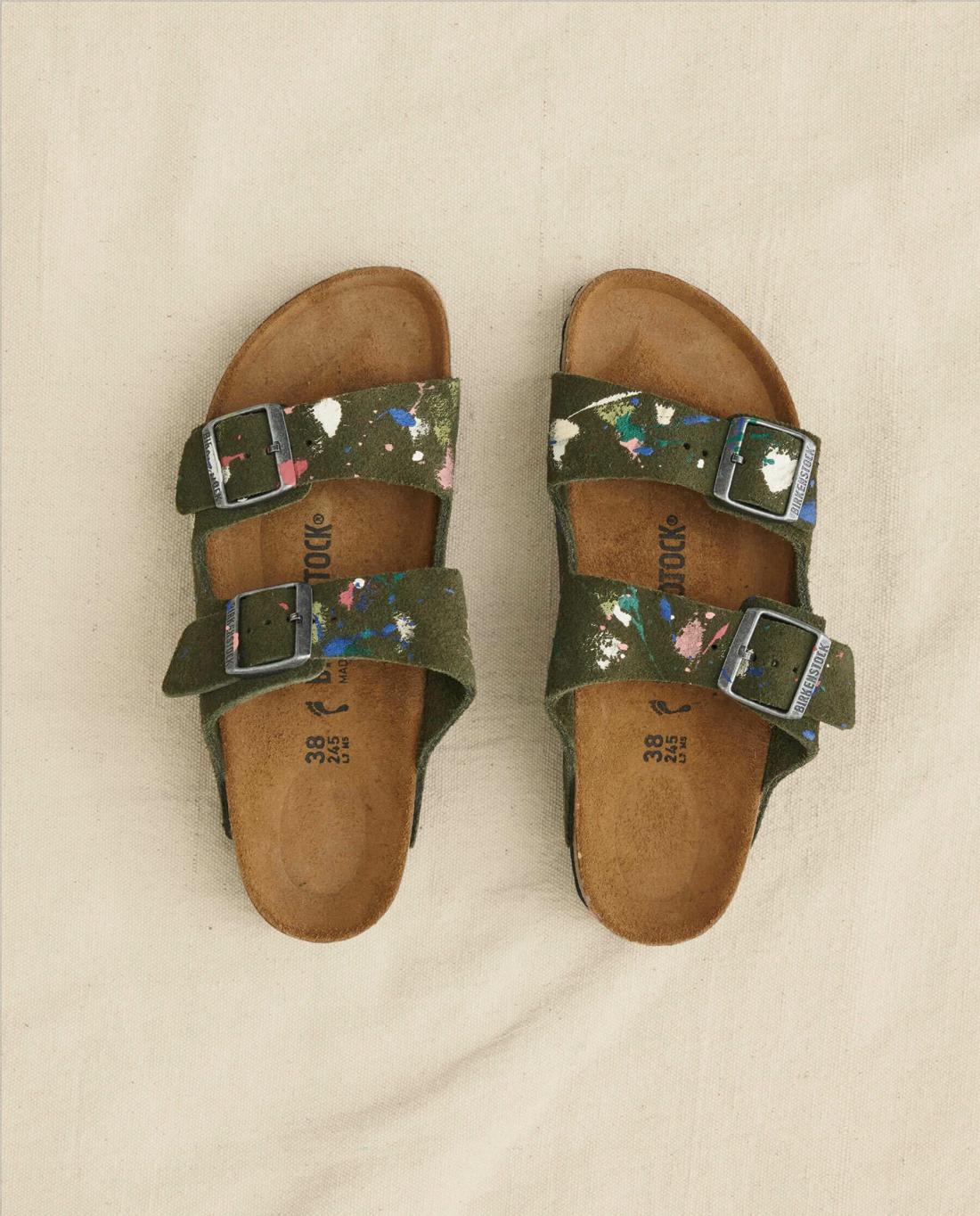 Shoes | Women The Great. Arizona Thyme Birkenstock With Paint. Thyme With Bright Multi Paint
