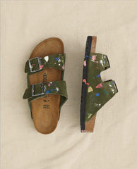 Shoes | Women The Great. Arizona Thyme Birkenstock With Paint. Thyme With Bright Multi Paint